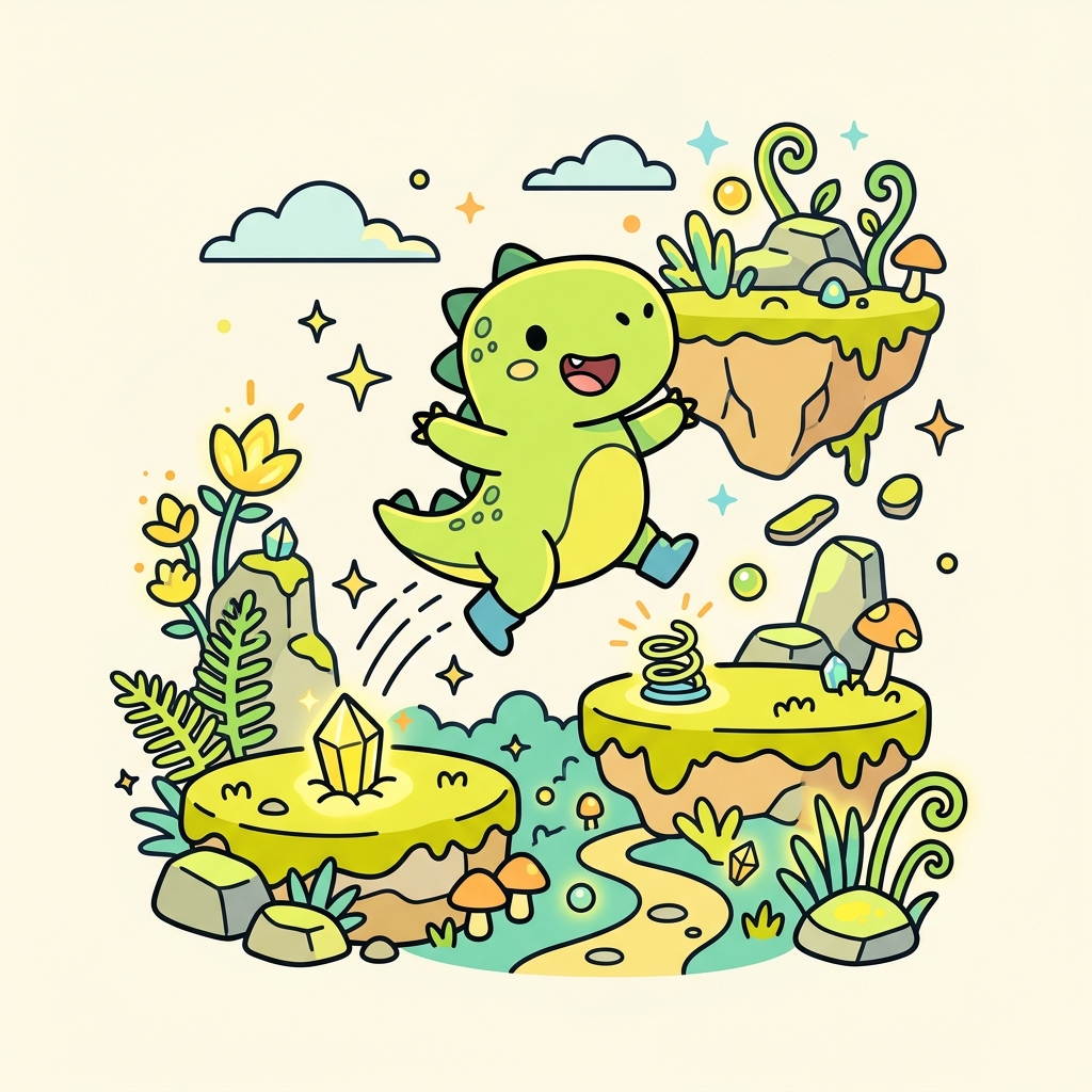 Wholesome Dino Game Character Illustration
